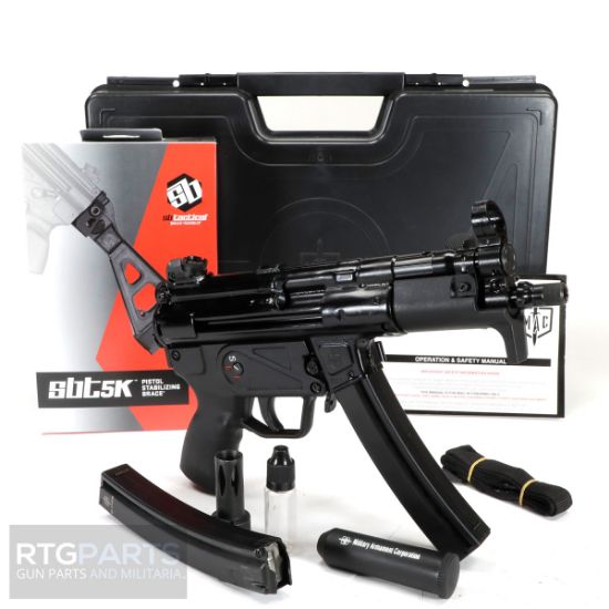 Military Arms Corporation, MAC 5K Package with Brace, Semi-automatic Pistol, 9MM, 8.9" Threaded/Tri Lug Barrel, Matte Finish, Black,  2 30rd Magazines, Includes Sling, Flash Hider, and Cleaning Kit, MAC5K, MAC-5K, 723551446263, FFL-MAC-12750005, RTG Parts