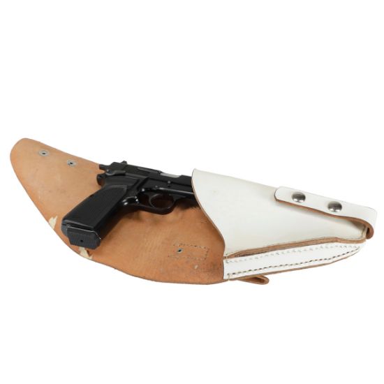 Belgian Made, Browning Hi-Power, White Police Holster, Large Frame Pistol, Used VG, MIS-BIN-TBD-184, RTG Parts