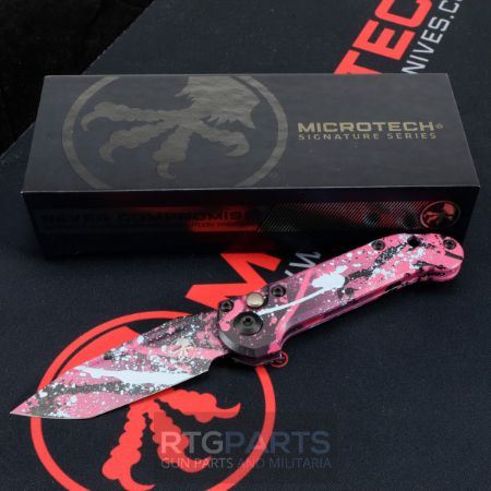 Picture of MICROTECH LUDT GEN III AUTO KNIFE, S/E, 3.5 INCH, PINK BLACK BLUE SPLATTER, 1136S-1BKPK-LBSPLS