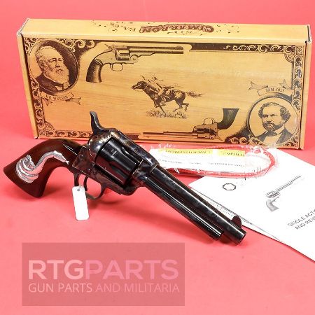 Cimarron, 1851, Man With No Name, Revolver, Single Action, 45LC, 5.5" Barrel, Steel Frame, Case Hardened Finish, Fixed Sights, Wood Grips with Rattlesnake, 6 Rounds, 844234128655, FFL-CIM-MP411SSI01, RTG Parts