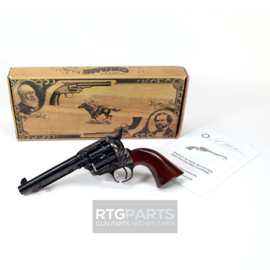 Cimarron, 1851, Man With No Name, Revolver, Single Action, 45LC, 5.5" Barrel, Steel Frame, Case Hardened Finish, Fixed Sights, Wood Grips with Rattlesnake, 6 Rounds, 844234128655, FFL-CIM-MP411SSI01, RTG Parts