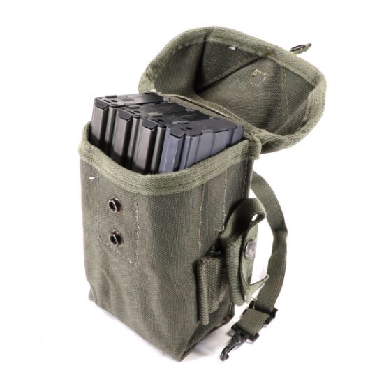 Greek Surplus, M56 Rifle Magazine Pouch, Holds Three 7.62 G3 Magazines or Four 5.56 AR15 Magazines, OD Green, Used, Greek Surplus, TBD-GREEK-M56-RIFLE-POUCH, RTG Parts