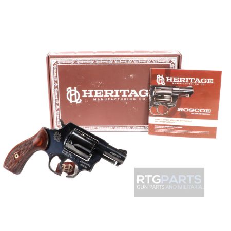 Heritage, Roscoe, Double/Single Action Revolver, 38 Special, 2" Barrel, Blued Finish, Black, Wood Grips, 5 Rounds, 727962709870, FFL-HERITAGE-HR38B2W, RTG Parts