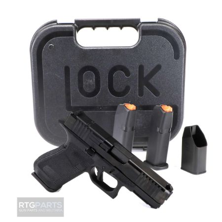 GLOCK, 19 Gen 6, Semi-automatic, Striker Fired, Polymer Frame Pistol, Compact, 9MM, 4.02" Barrel, DLC Finish, Fixed Sights, Optics Ready System, 15 Rounds, 3 Magazines, 764503068256, FFL-GLOCK-P61950203, RTG Parts
