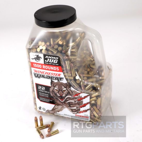 Winchester Wildcat 1500rd Jug, 22LR, 40gr, Copper Plated Dynapoint, 1500 Round Box, 020892105317, AMMO-WIN-WW22LRJUG, RTG Parts