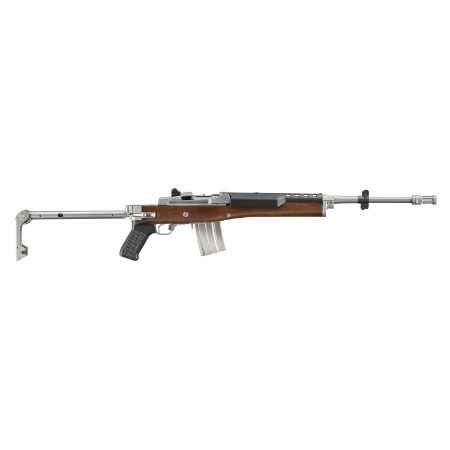 Ruger, Mini-14 Tactical V2 Rifle,  5.56NATO/223Rem, 18.50" Barrel, Threaded 1/2x28, Flash Hider, Stainless Steel, Walnut Stock with Stainless Side Folder Stock and Pistol Grip, Two 20rd Magazines, Includes Picatinny Rail, A-Team, 736676158003, FFL-RUG-15800, RTG Parts