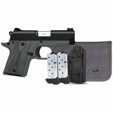 Kimber America, Micro 9 RTC-K, 1911, Semi-automatic, 9MM, Metal Frame Pistol, 3.15" Barrel, KimPro II Finish, Ghost Shadow, Black Slide with Gray Body, Rubber Grips, Fiber Optic Front Sight, Thumb Safety, 7 Rounds, 2 Magazines, Includes Tactical Qualifier Ambidextrous Holster, 669278332574, FFL-KIMBER-3300257, RTG Parts