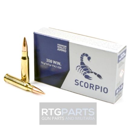 STV Technology, Scorpio Ammo, 308 Winchester, 147 Grain, Full Metal Jacket, 20 Round Box, 850053775185, AMMO-S308147F, RTG Parts