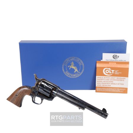 Colt's Manufacturing, Single Action Army, Revolver, 45LC, 7.5" Barrel, Steel, Color Case Hardened Frame, Blued Barrel & Cylinder, Engraved, Wood Grips, 6 Rounds, 098289009746, FFL-COLT-P2870Z, RTG Parts