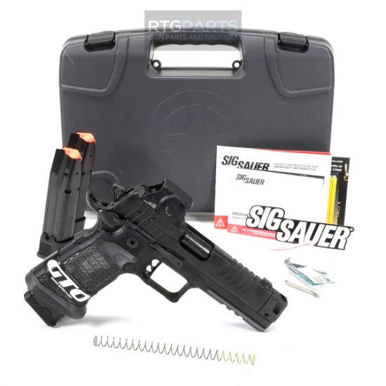 Sig Sauer, P211 GTO, Single Action Only, 9MM, 4.4" Barrel, MACH3D Compensator, Nitron Finish, Black, X Ray 3 Night Sights, Romeo-X Sig-Loc Compact Optic, Flared Magwell, 3 Magazines, (2)-21 Round & (1)-23 Round, 798681731244, FFL-SIG-211F-9-GTO-B-RXSL, RTG Parts