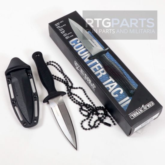 Cold Steel, Counter Tac II, Fixed Blade Knife, AUS-8A Steel, Plain Edge, 3.375" Blade, Includes Secure-Ex Sheath, 705442016281, GER-CS-10BCTM, RTG Parts