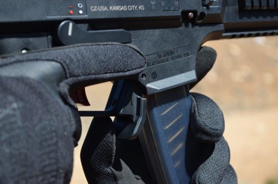 HB Industries, CZ Scorpion 3 Duckbill Magazine Release, Aluminum, Black, HBI-10064-01, RTG Parts