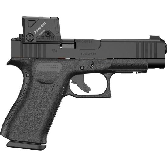 GLOCK, 48 M.O.S., Striker Fired, Polymer Frame Pistol, Compact, 9MM, 4.17" Marksman Barrel, nDLC Finish, Black, MOS8 Optic Cut, Aimpoint COA Optic Mounted, Black Front Sight, Rear Wedge Sight, Front Serrations, Front Rail, Ambidextrous Slide Stop Lever, Flared Mag Well, No Finger Grooves, 10 Rounds, 2 Magazines, 764503064975, FFL-GLOCK-PA4850B01FRMOS8A4, RTG Parts