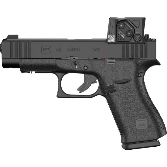 GLOCK, 48 M.O.S., Striker Fired, Polymer Frame Pistol, Compact, 9MM, 4.17" Marksman Barrel, nDLC Finish, Black, MOS8 Optic Cut, Aimpoint COA Optic Mounted, Black Front Sight, Rear Wedge Sight, Front Serrations, Front Rail, Ambidextrous Slide Stop Lever, Flared Mag Well, No Finger Grooves, 10 Rounds, 2 Magazines, 764503064975, FFL-GLOCK-PA4850B01FRMOS8A4, RTG Parts