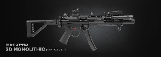 UTG PRO, MP5K SD Monolithic MLOK Handguard with Picatinny Receiver Extension, Made in the USA, SP89, HK SP5K, Century AP5-M, Made in the USA, 4717385557901, HKK-MTU055SSMKSD, RTG Parts